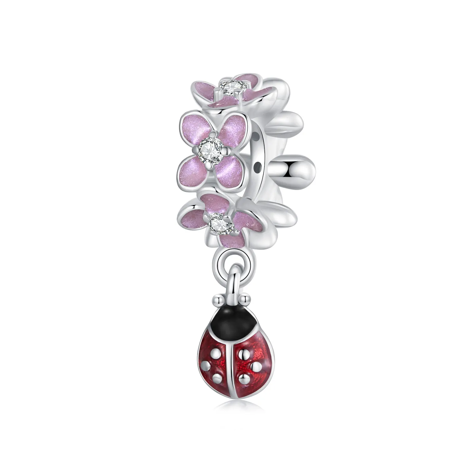 PANDORA Style Flower Ladybug Separator Beads - SCC2740