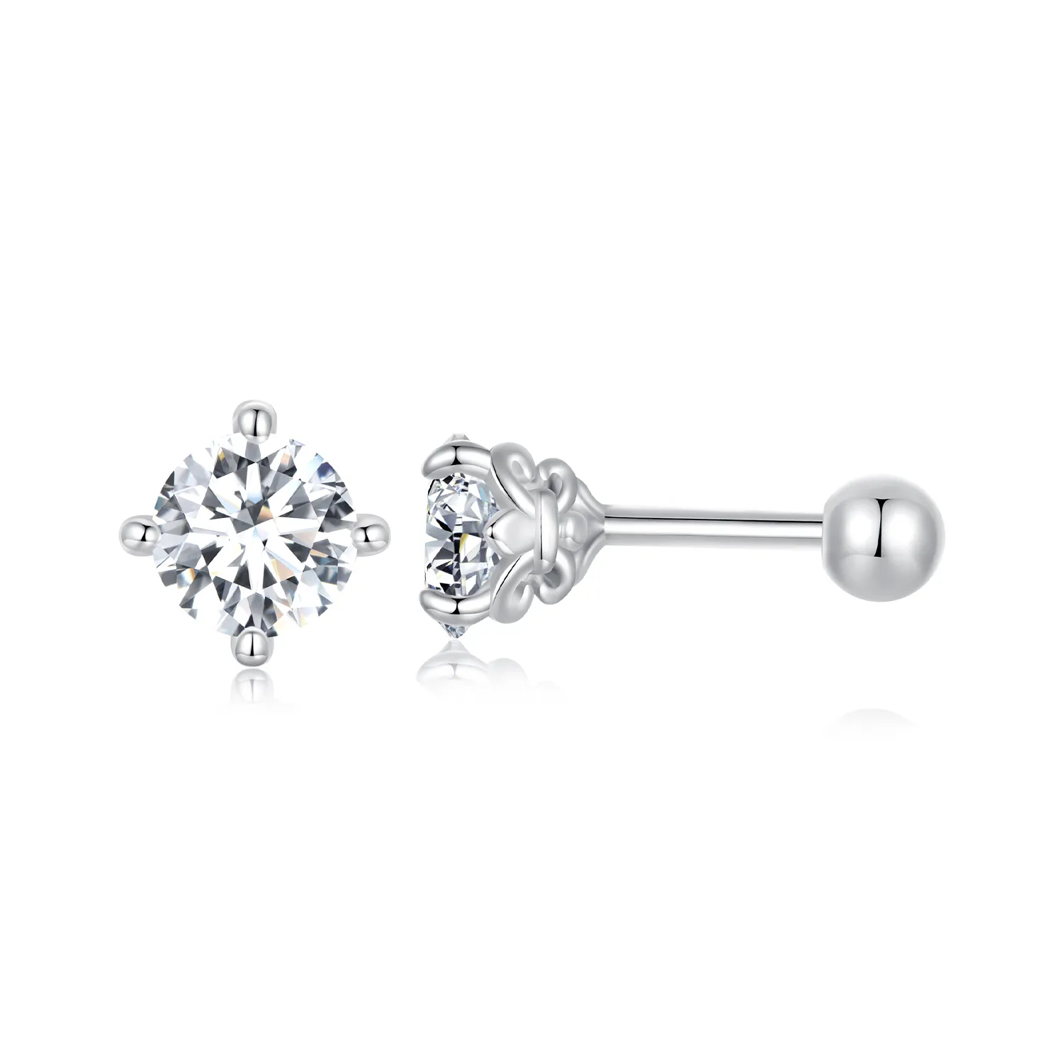 PANDORA Style Moissanite Pattern Thread Ball Earrings (Two Certificates) - MSE050