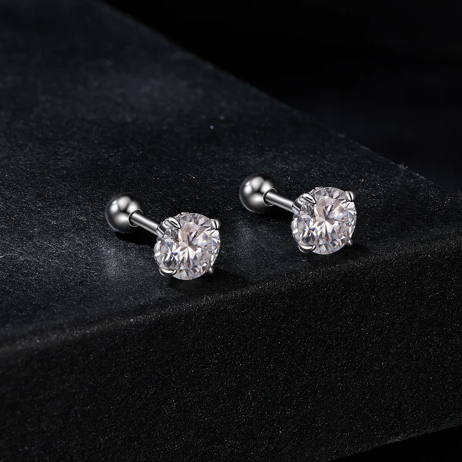 PANDORA Style Moissanite Pattern Thread Ball Earrings (Two Certificates) - MSE050