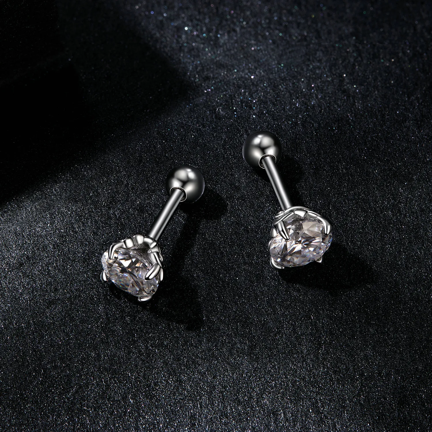 PANDORA Style Moissanite Pattern Thread Ball Earrings (Two Certificates) - MSE050