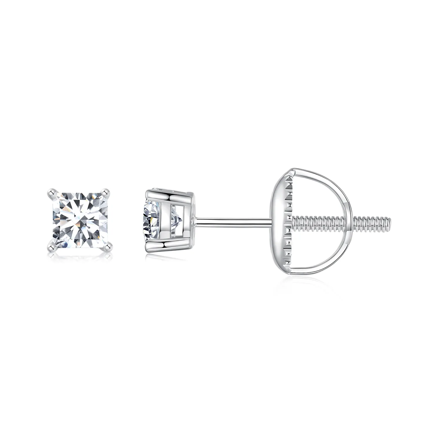 PANDORA Style Princess Moissanite Earrings (One Certificate) - MSE047-S