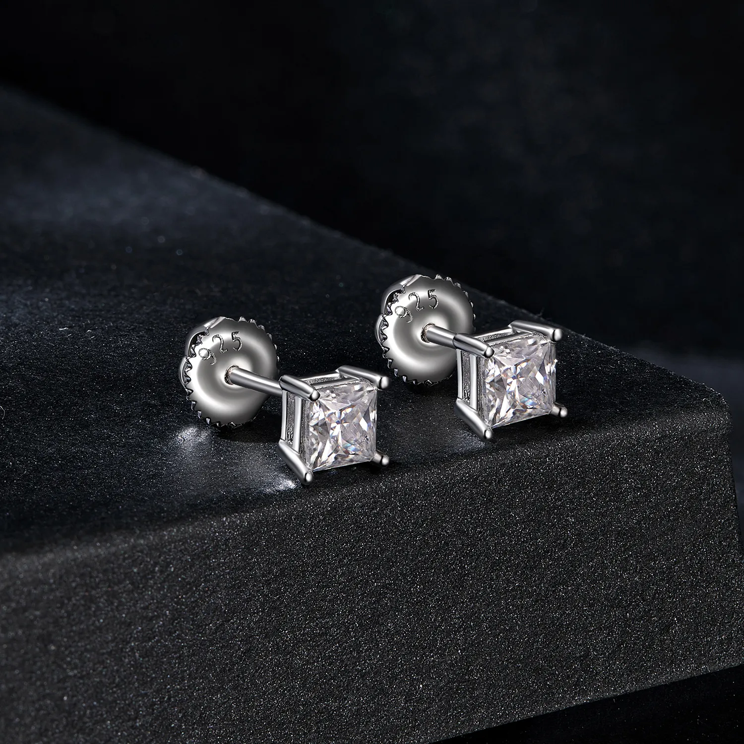 PANDORA Style Princess Moissanite Earrings (Two Certificates) - MSE047-L