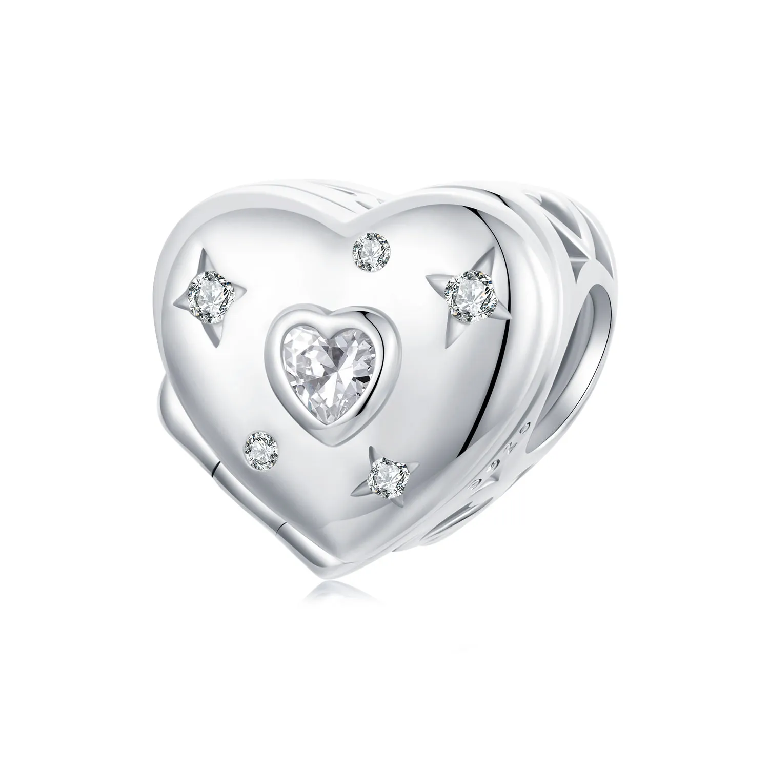 PANDORA Style Valentine's Day Open And Close Heart Beads - BSC973