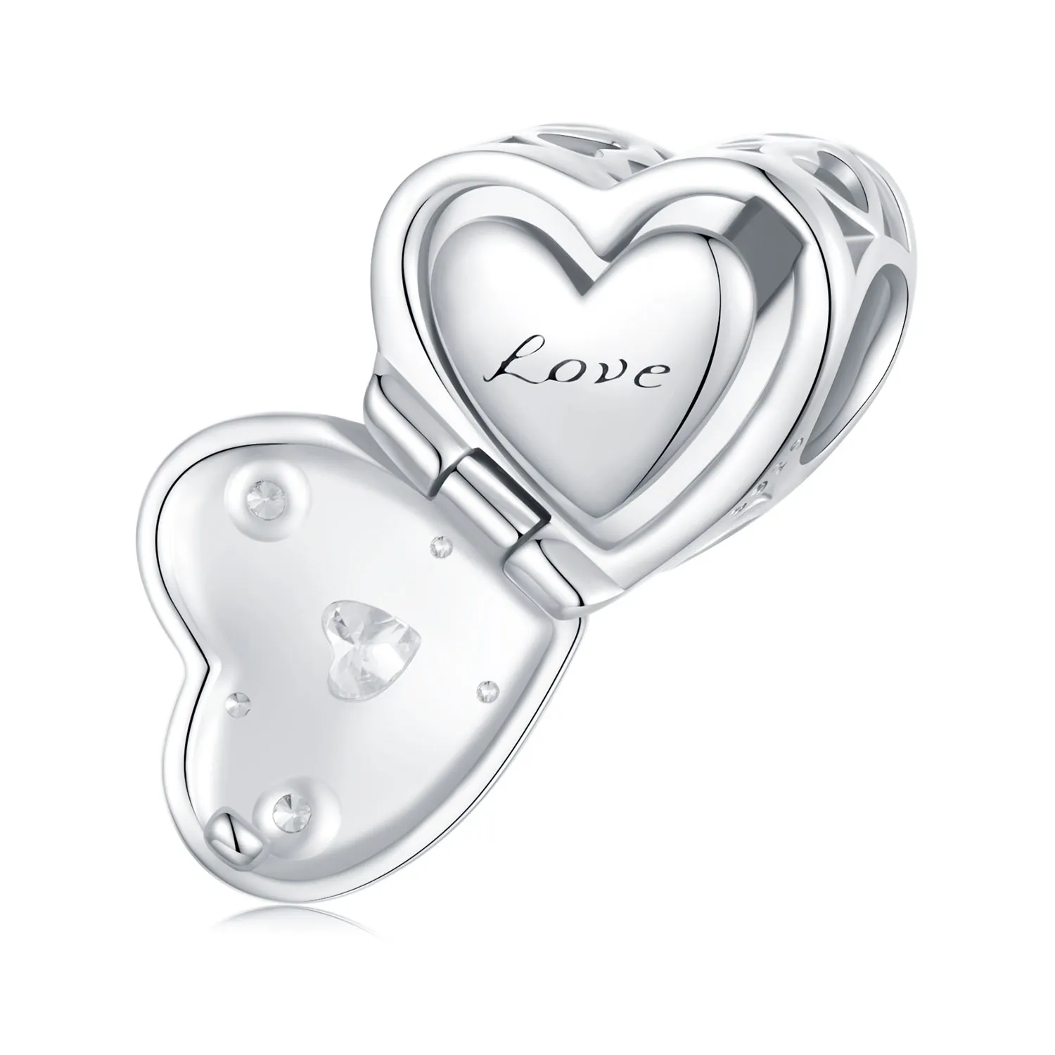 PANDORA Style Valentine's Day Open And Close Heart Beads - BSC973