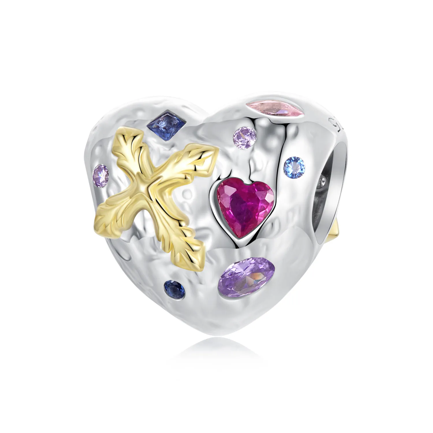 pandora style vintage cross heart charm bsc1006