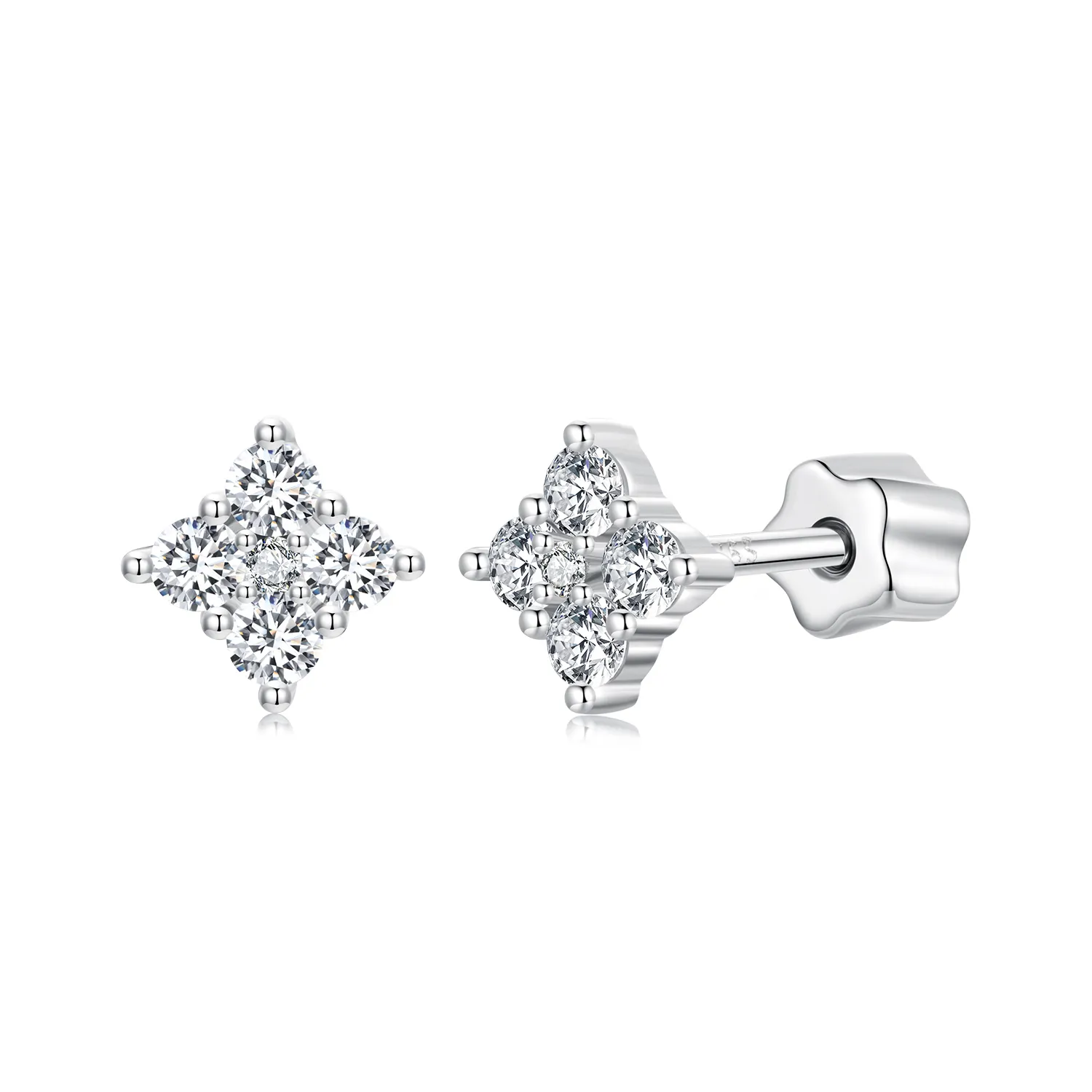 PANDORA Style Four-leaf clover moissanite earrings (with one certificate) - MSE056