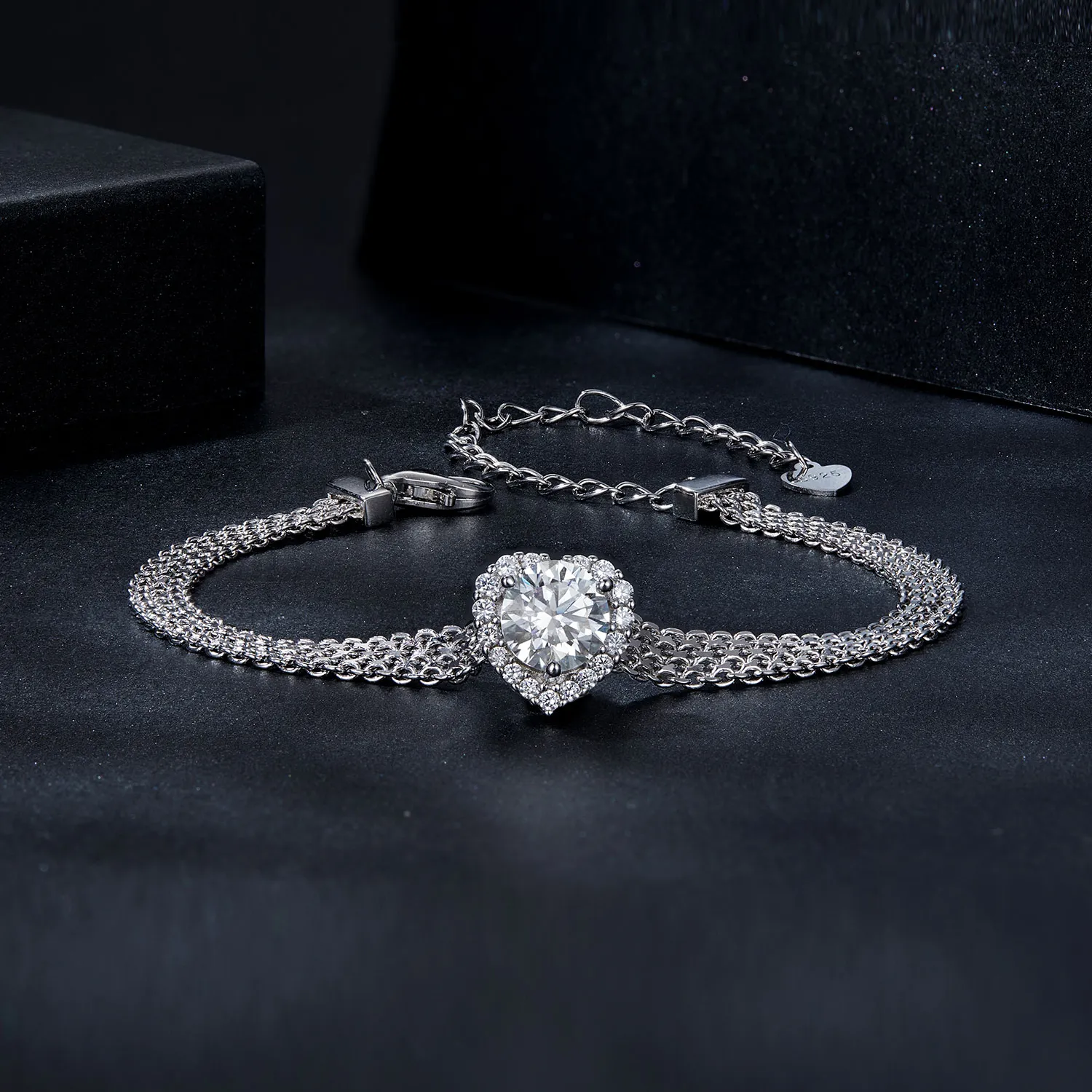 PANDORA Style Heart Moissanite Braided Bracelet (with one certificate) - MSB019