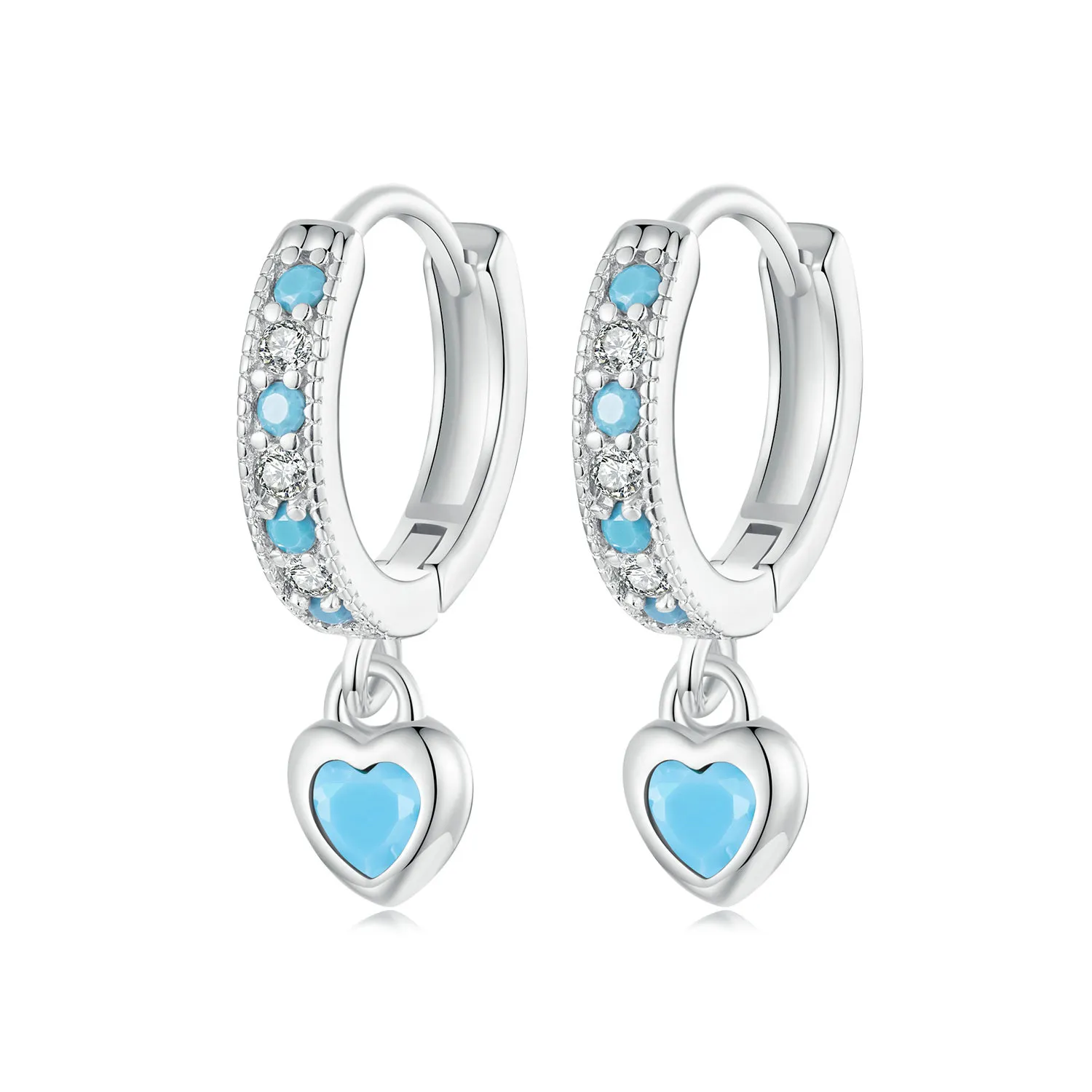 PANDORA Style Heart-Shaped Turquoise Earrings - SCE1738