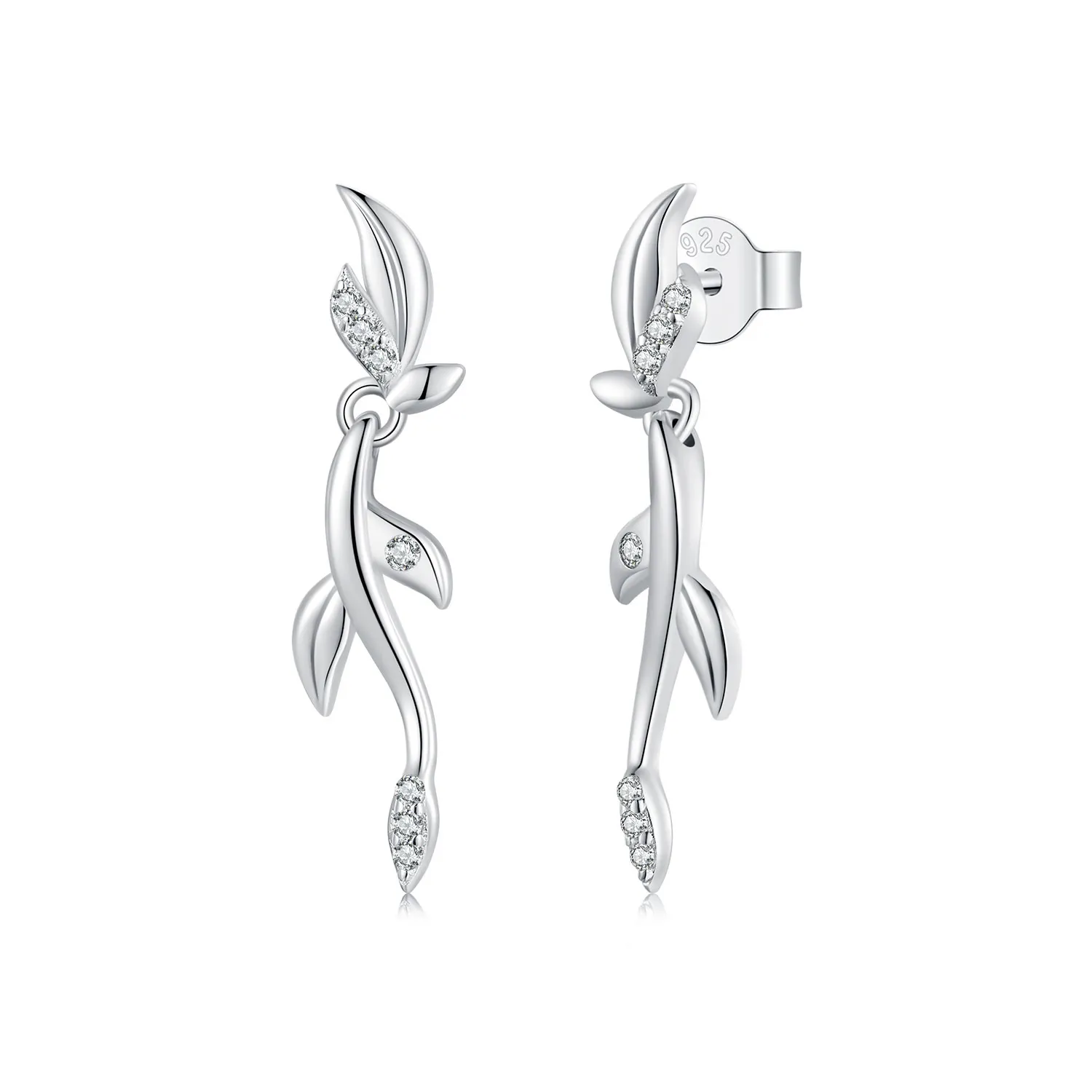 pandora style leaf earrings bse1025