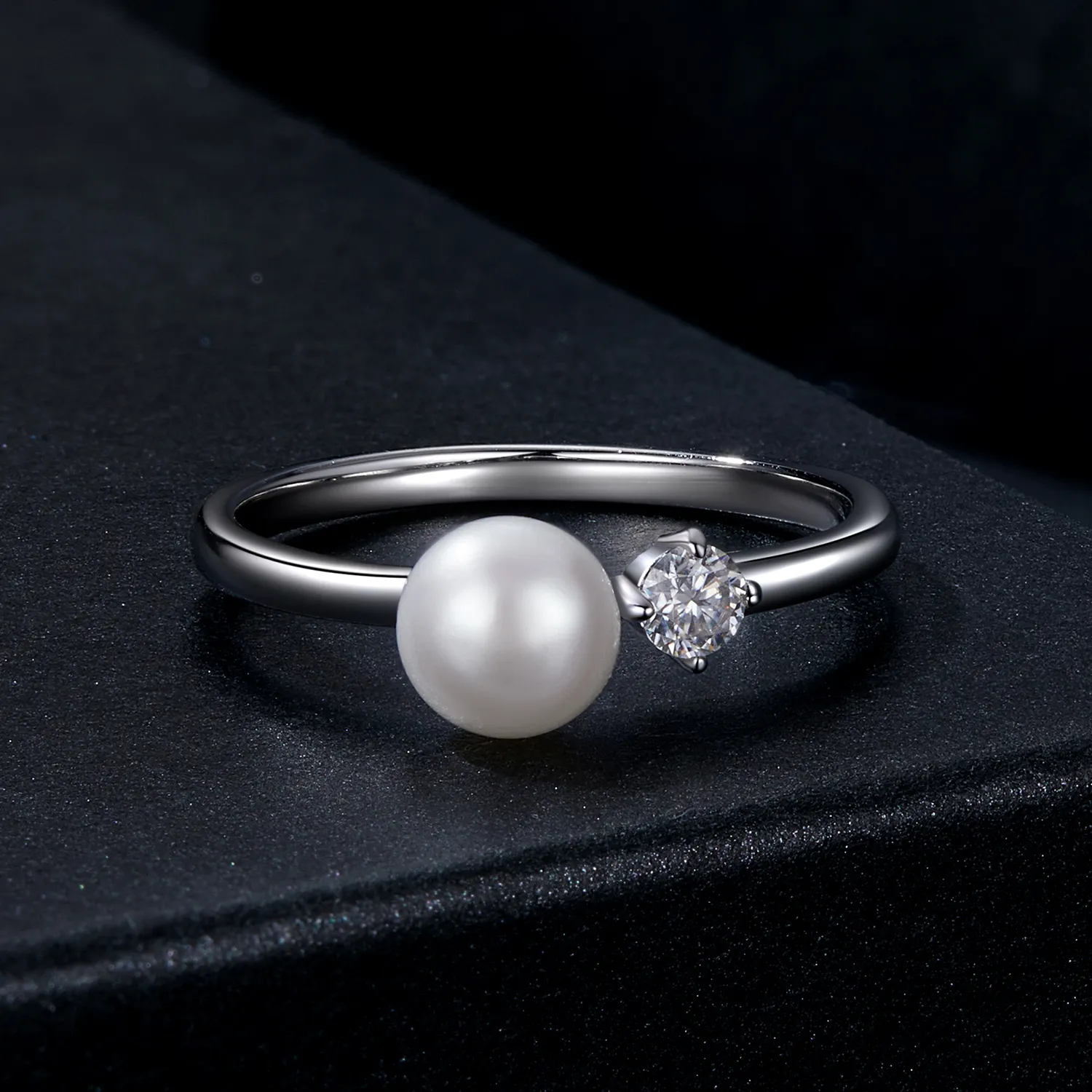 PANDORA Style Natural pearl moissanite ring (with one certificate) - MSR053