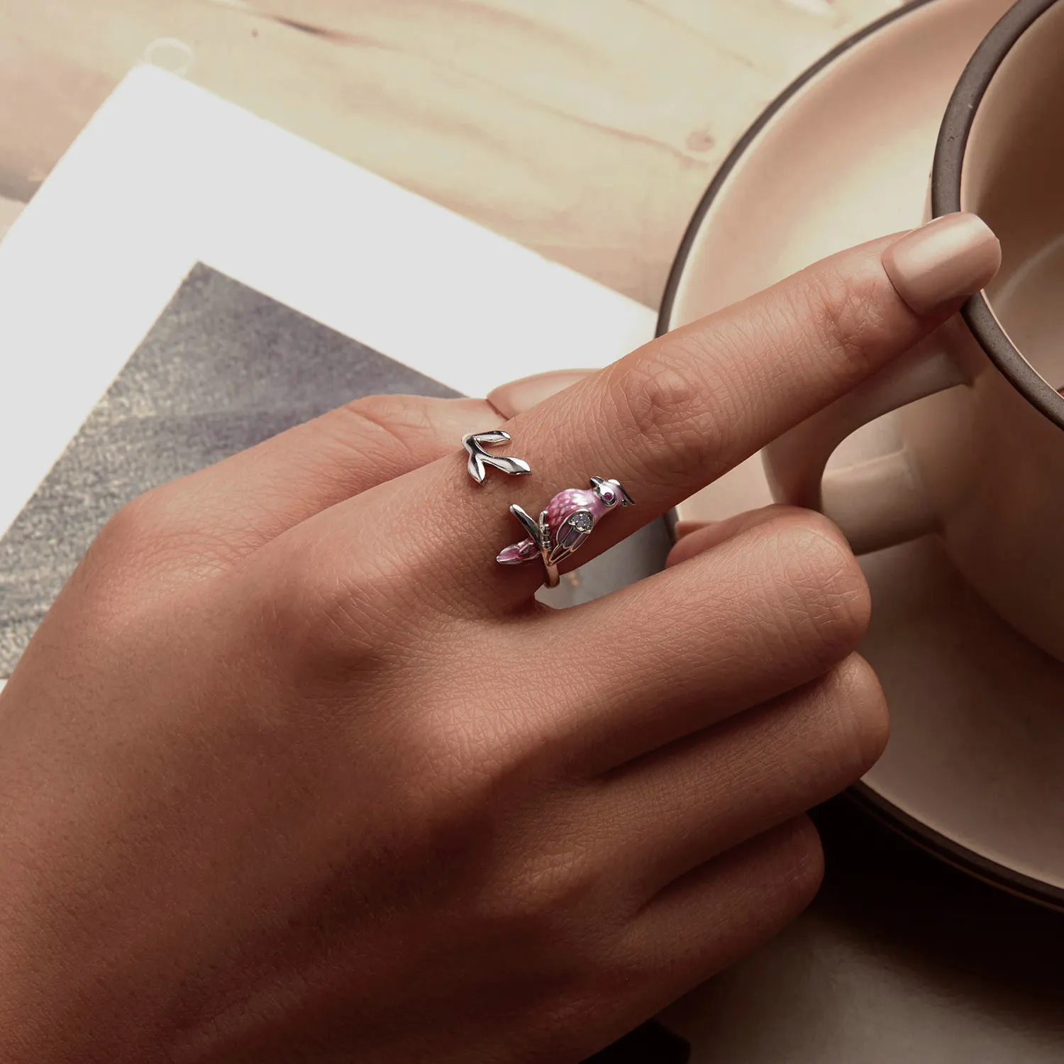 PANDORA Style Pink Parrot Open Ring - BSR551-E