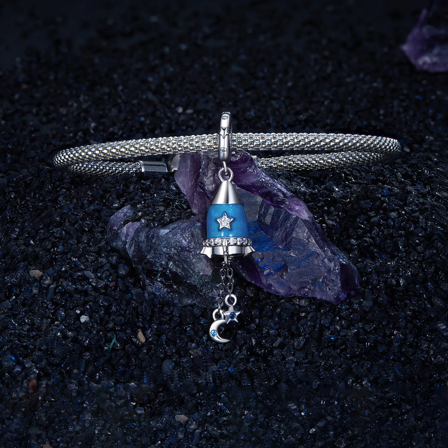 PANDORA Style Star Moon Rocket Pendant - SCC2788