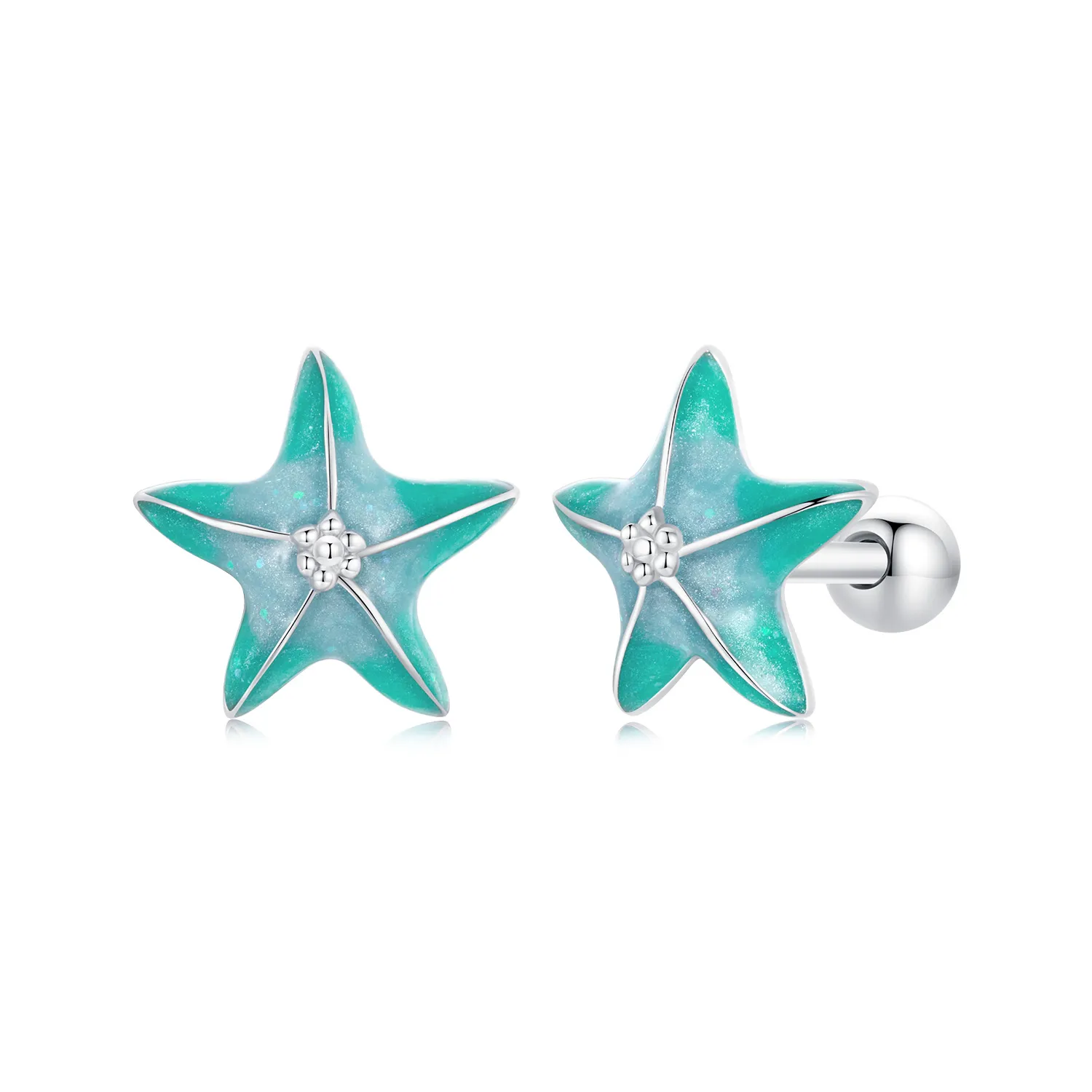 PANDORA Style Starfish Teal Stud Earrings - SCE1747