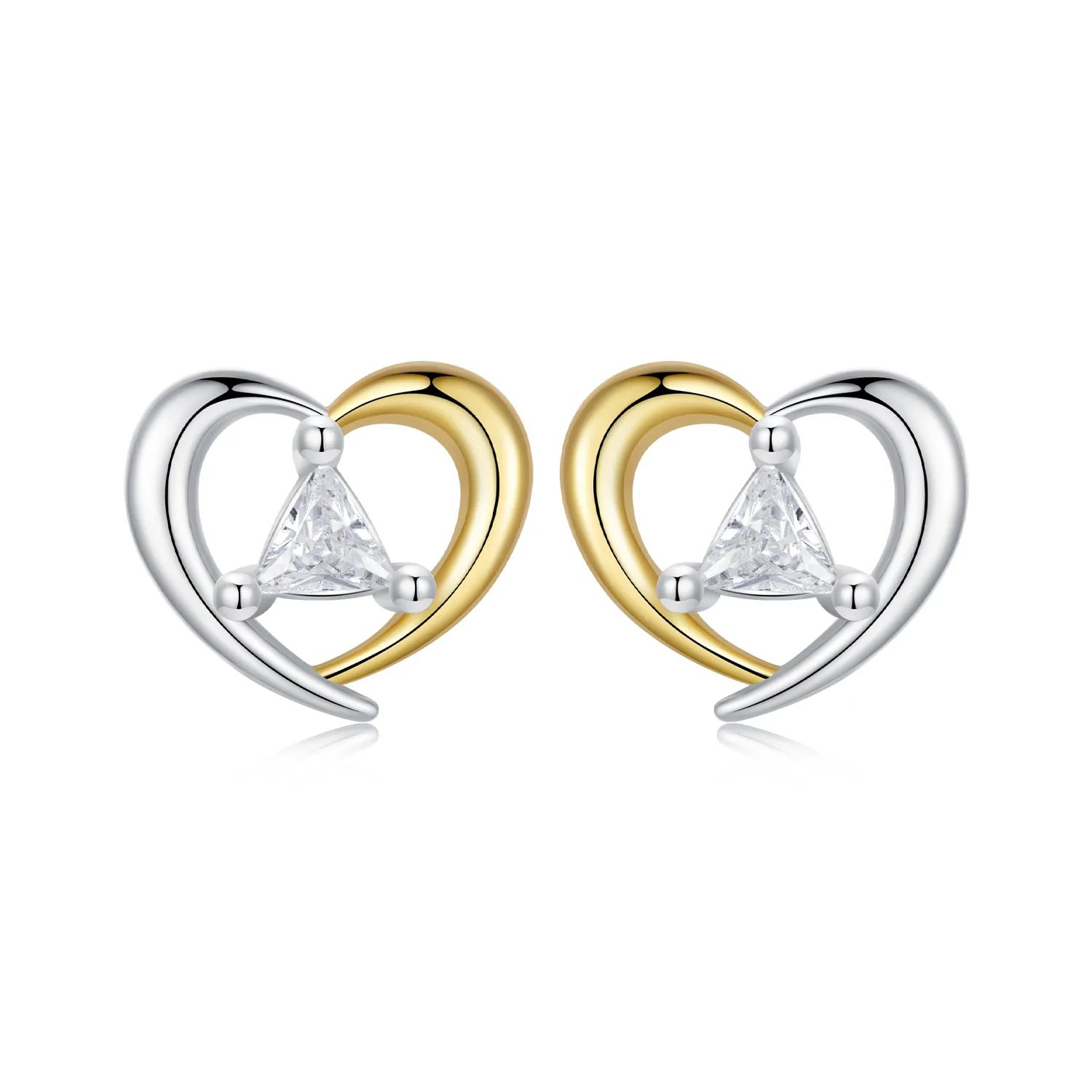 pandora style twotone heart earrings bse1027