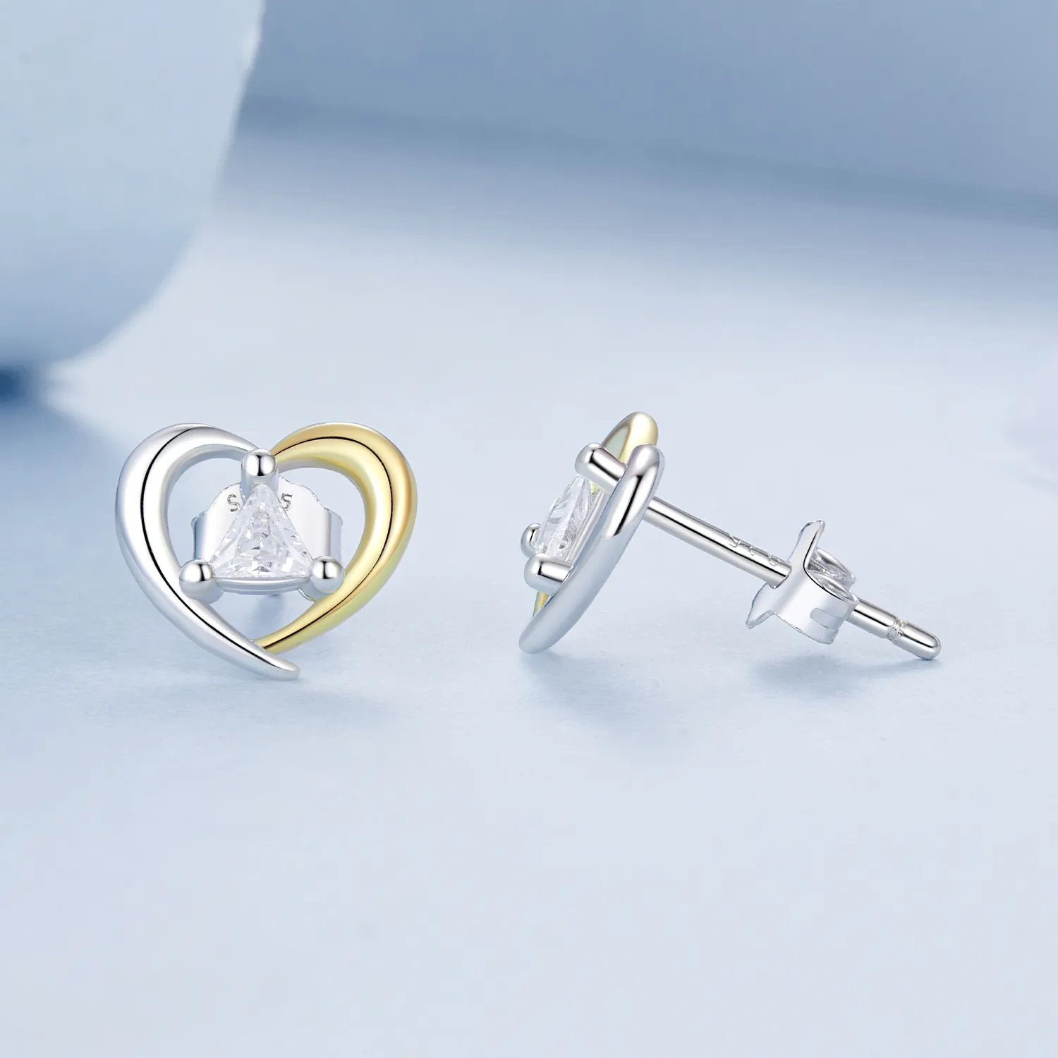 PANDORA Style Two-tone heart earrings - BSE1027