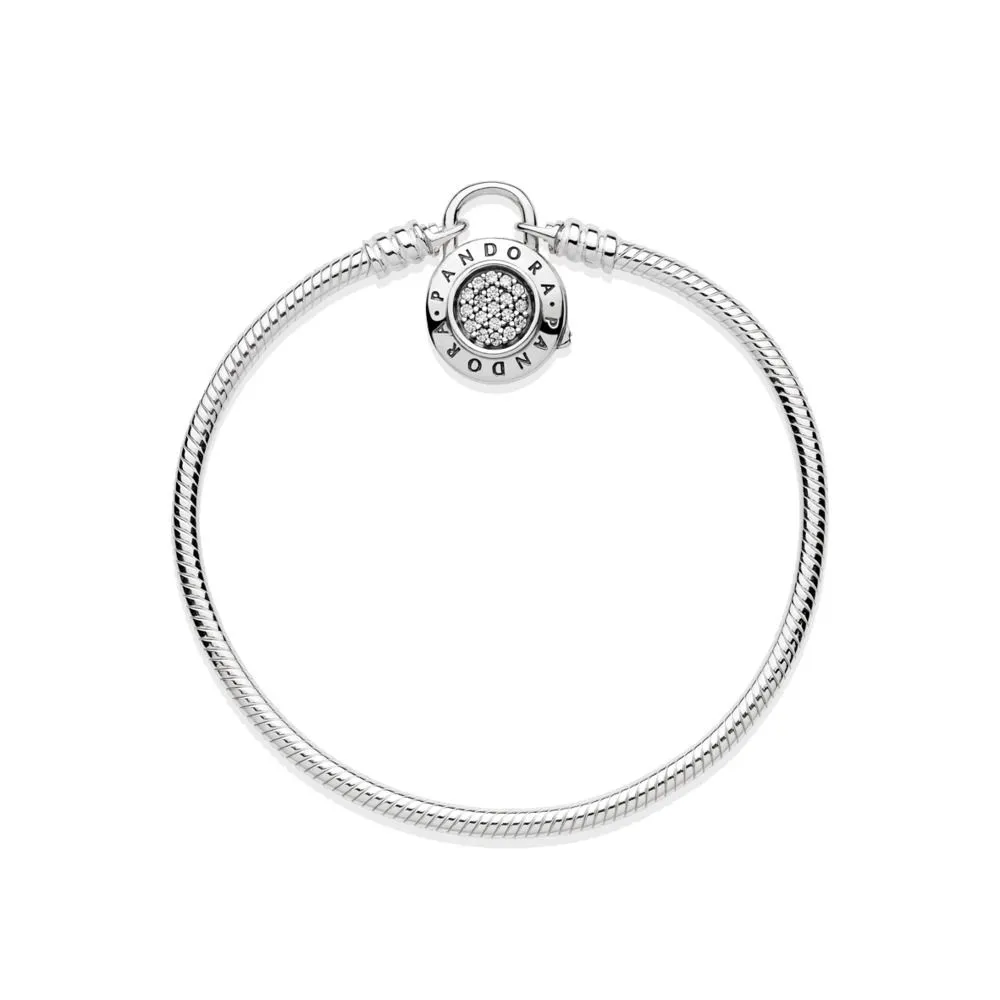 MOMENTS Smooth Bracelet with PANDORA Signature Padlock - 597092CZ