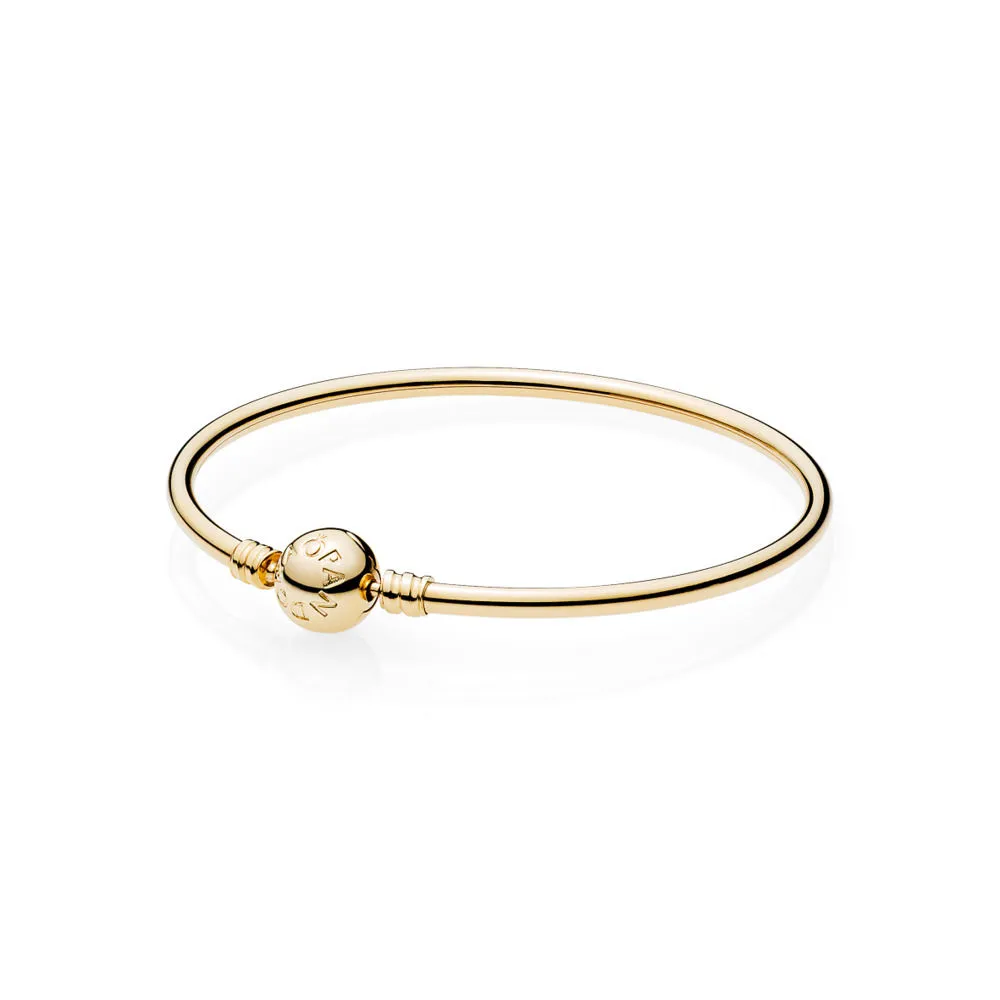 PANDORA 14K Gold Bangle w/ Signature Clasp - 550713