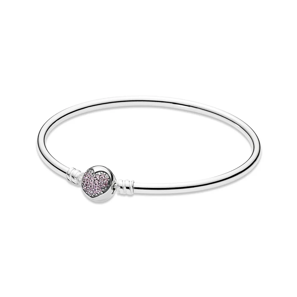 PANDORA Circle of Love, Pink Heart Cz Bangle - 590716PCZ