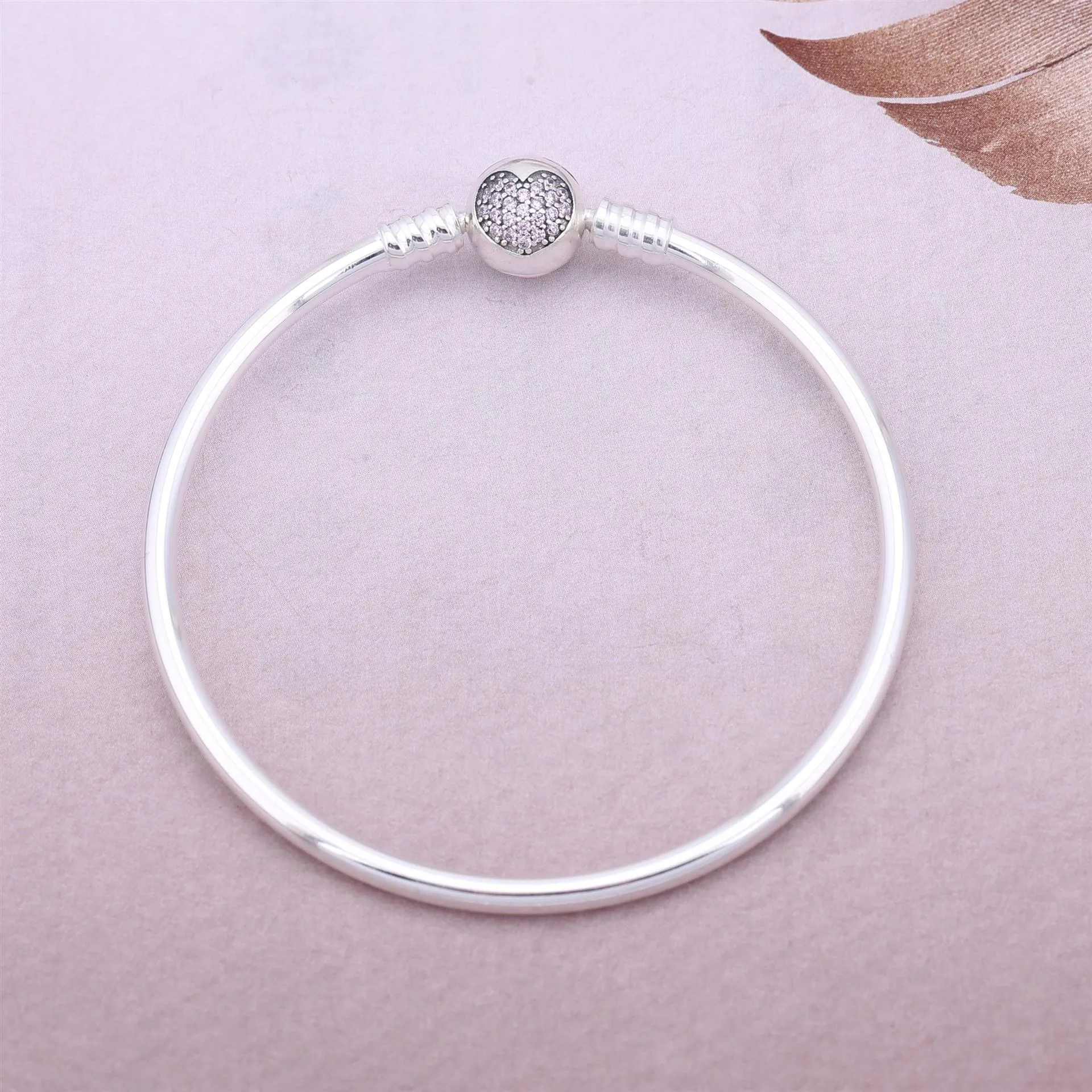 PANDORA Circle of Love, Pink Heart Cz Bangle - 590716PCZ