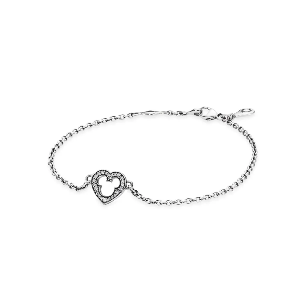 PANDORA Disney, Mickey Silhouette Bracelet, Clear CZ - 590512CZ