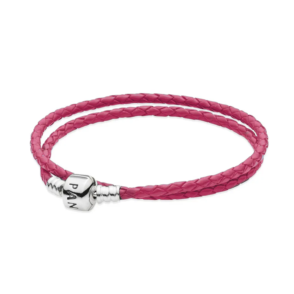 pandora double pink leather bracelet 590705cdbr