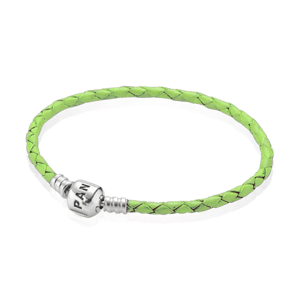 pandora green single leather bracelet 590705crdvt