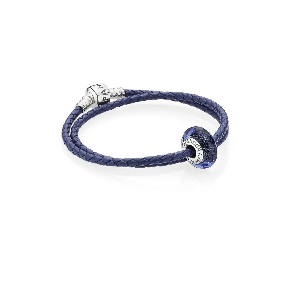 pandora iridescent blue leather bracelet r900167