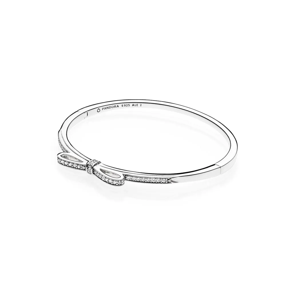 pandora sparkling bow clear cz bangle 590536cz