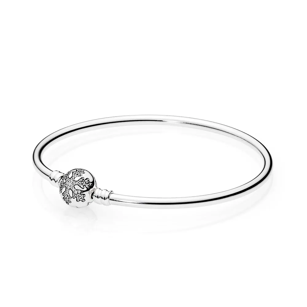 pandora unique snowflake moments silver bangle 590740cz