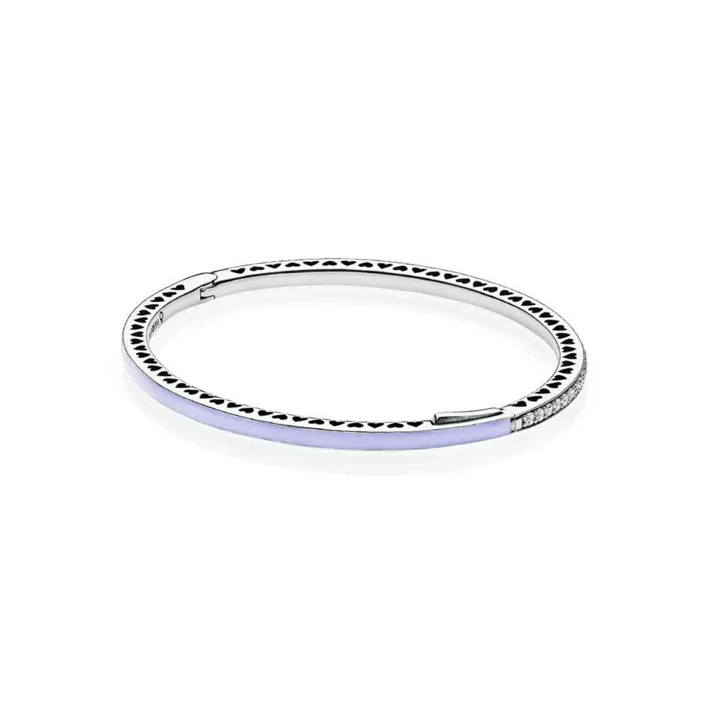 Radiant Hearts of PANDORA Bangle Bracelet, Lavender Enamel & Clear CZ - 590537EN66