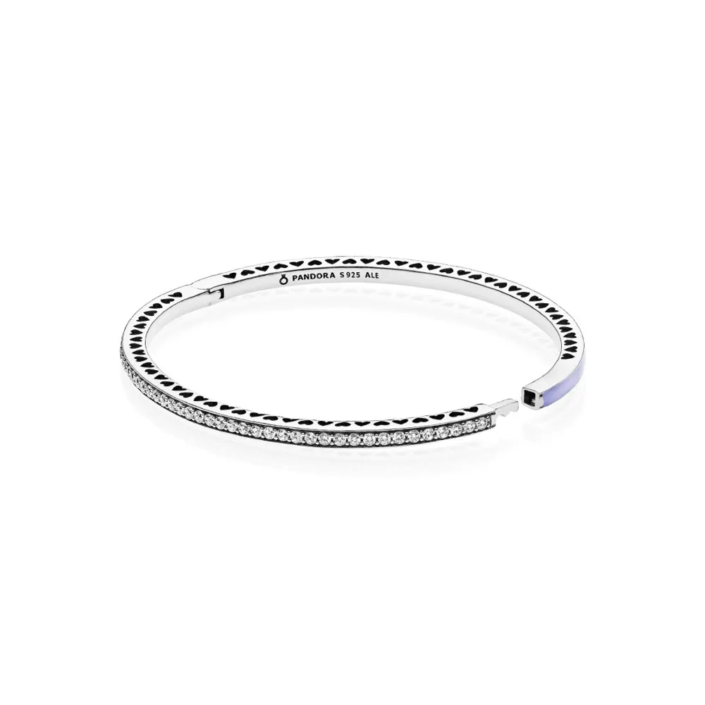 Radiant Hearts of PANDORA Bangle Bracelet, Lavender Enamel & Clear CZ - 590537EN66