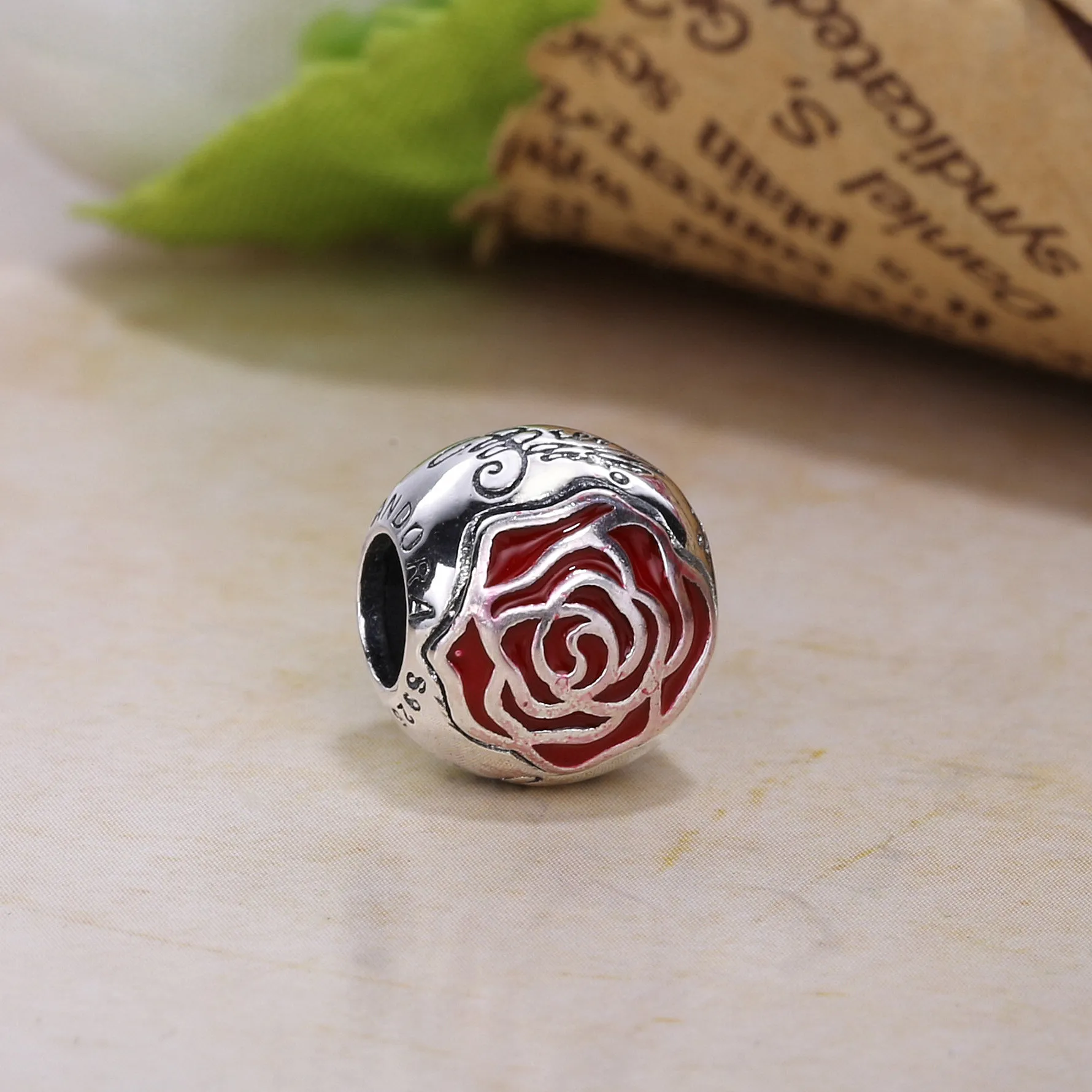 Disney, Belle's Enchanted Rose Charm - PANDORA