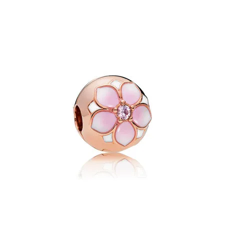 magnolia bloom clip pandora rose blush pink crystal mixed enamel 782078nbp