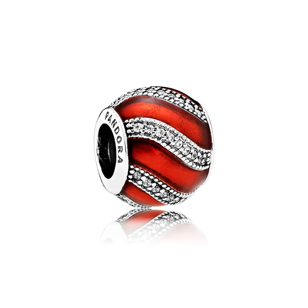 PANDORA Adornment Charm, Translucent Red Enamel Clear CZ - 791991EN07