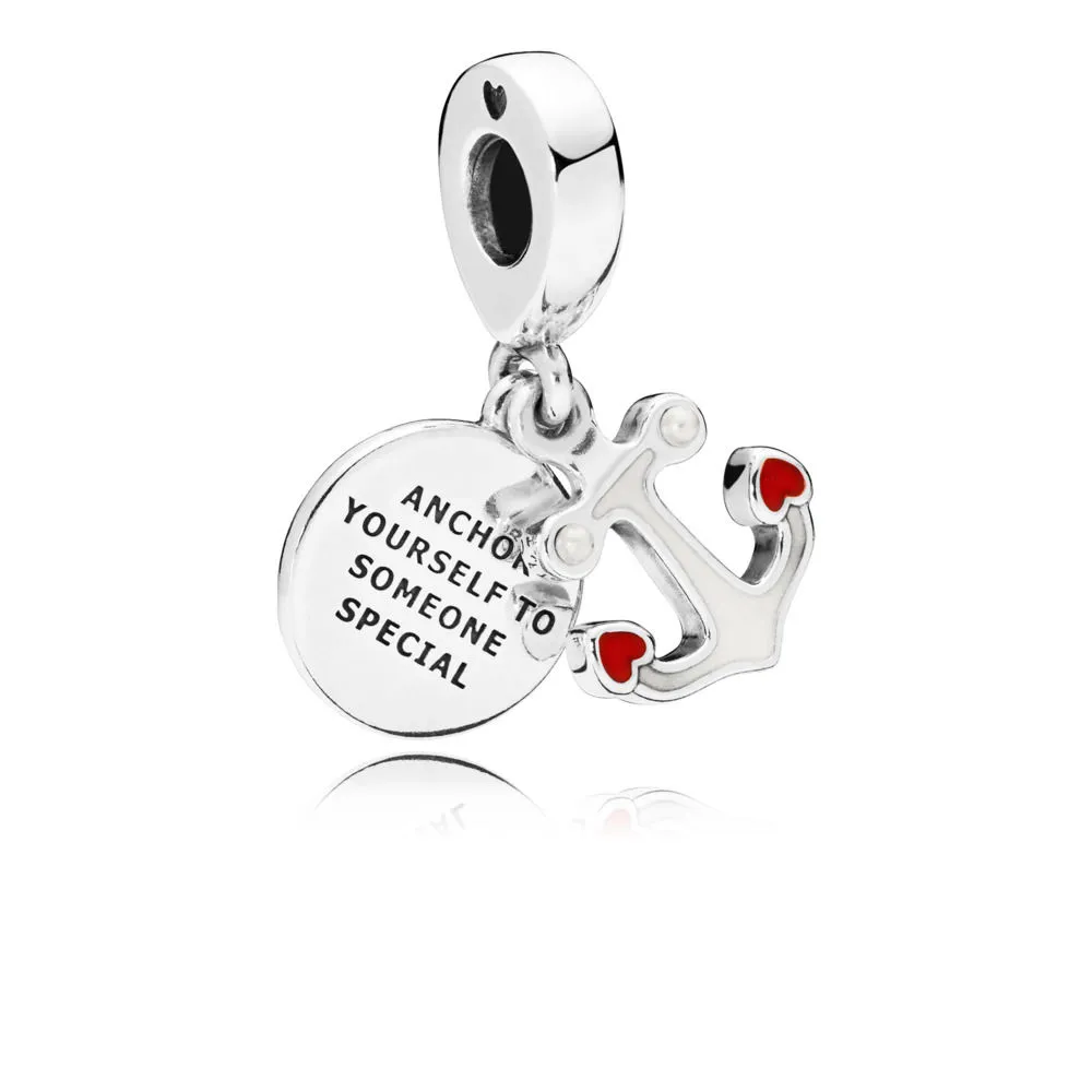 pandora anchor of love dangle charm red black enamel 797208enmx