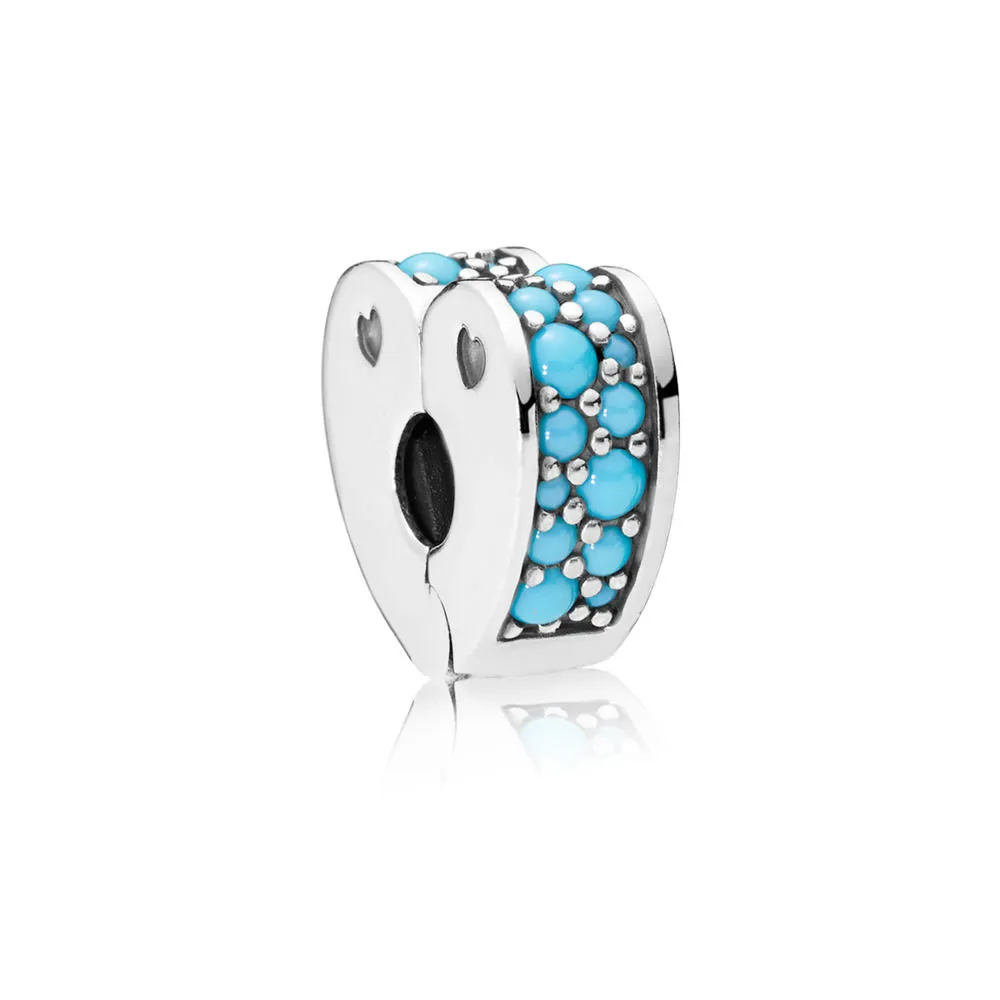 pandora arcs of love clip cyan blue crystal 797227nya