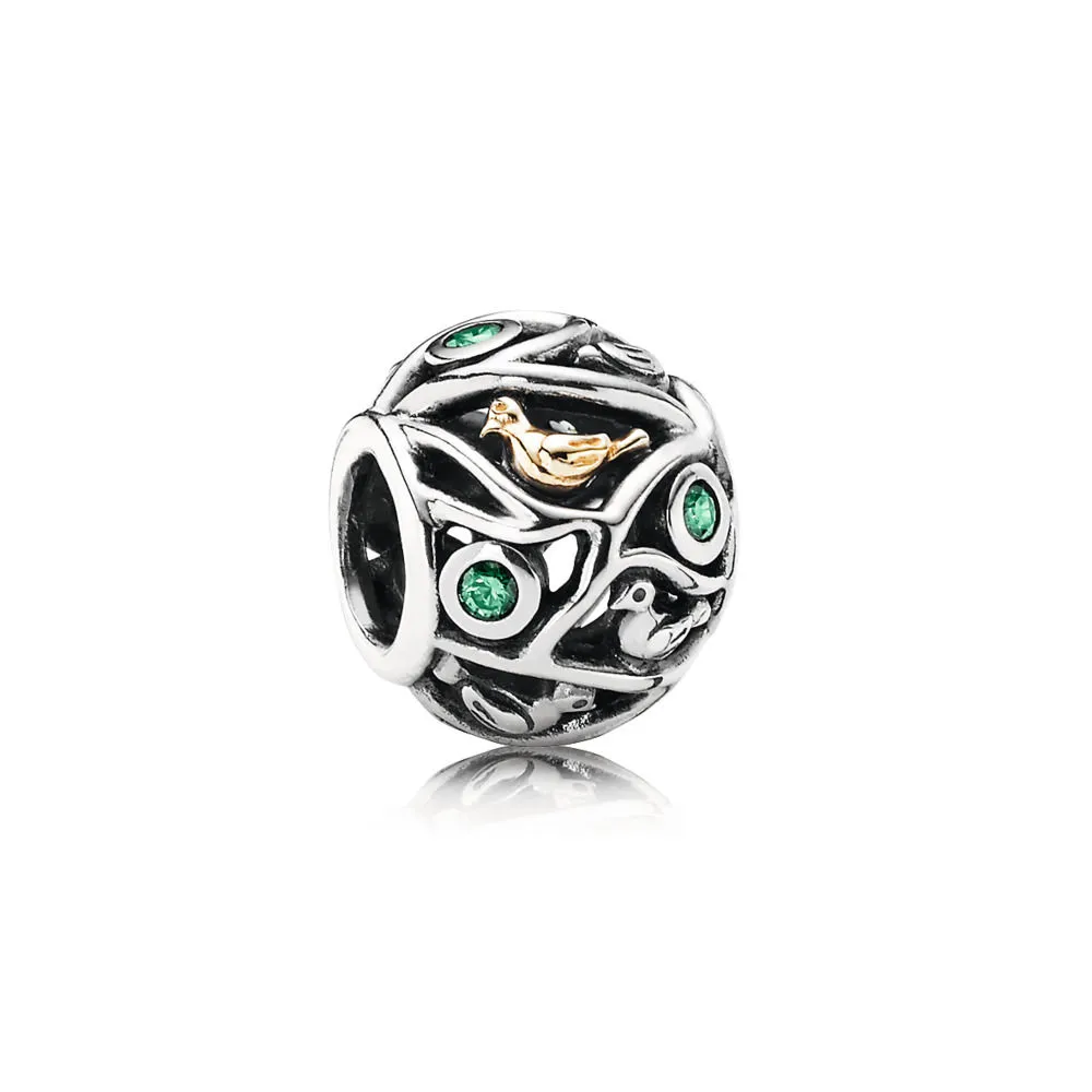 pandora birds of a feather dark green cz charm 791213czn