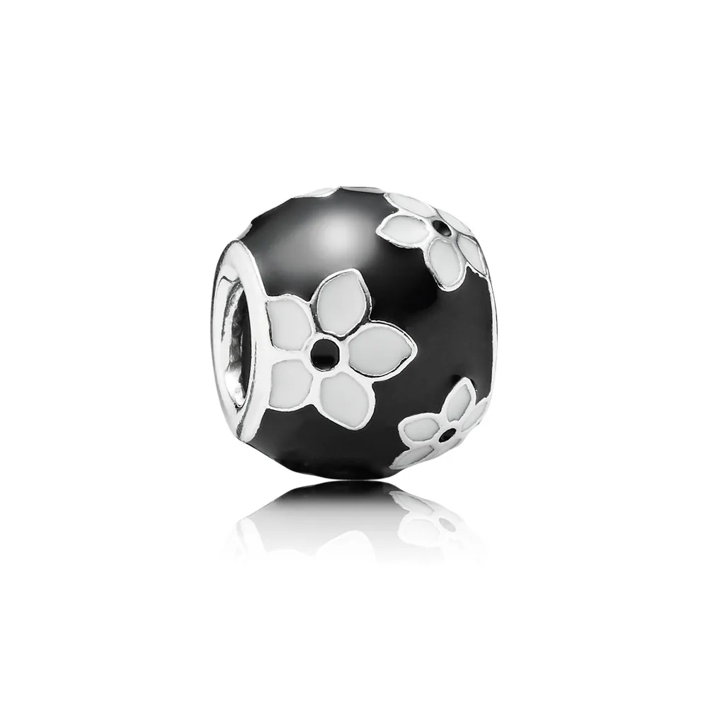 PANDORA Black and White Flower Charm - 791398ENMX