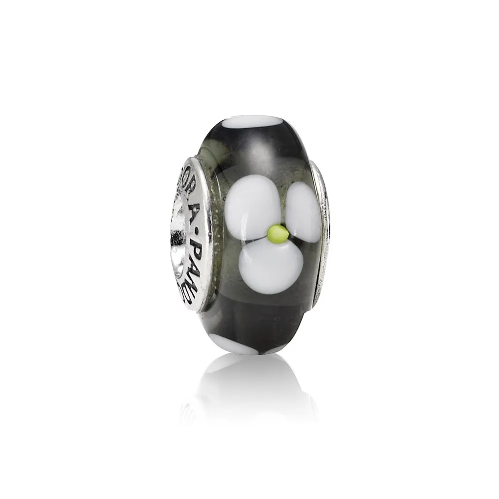 PANDORA Black Flower Murano Charm - 790604