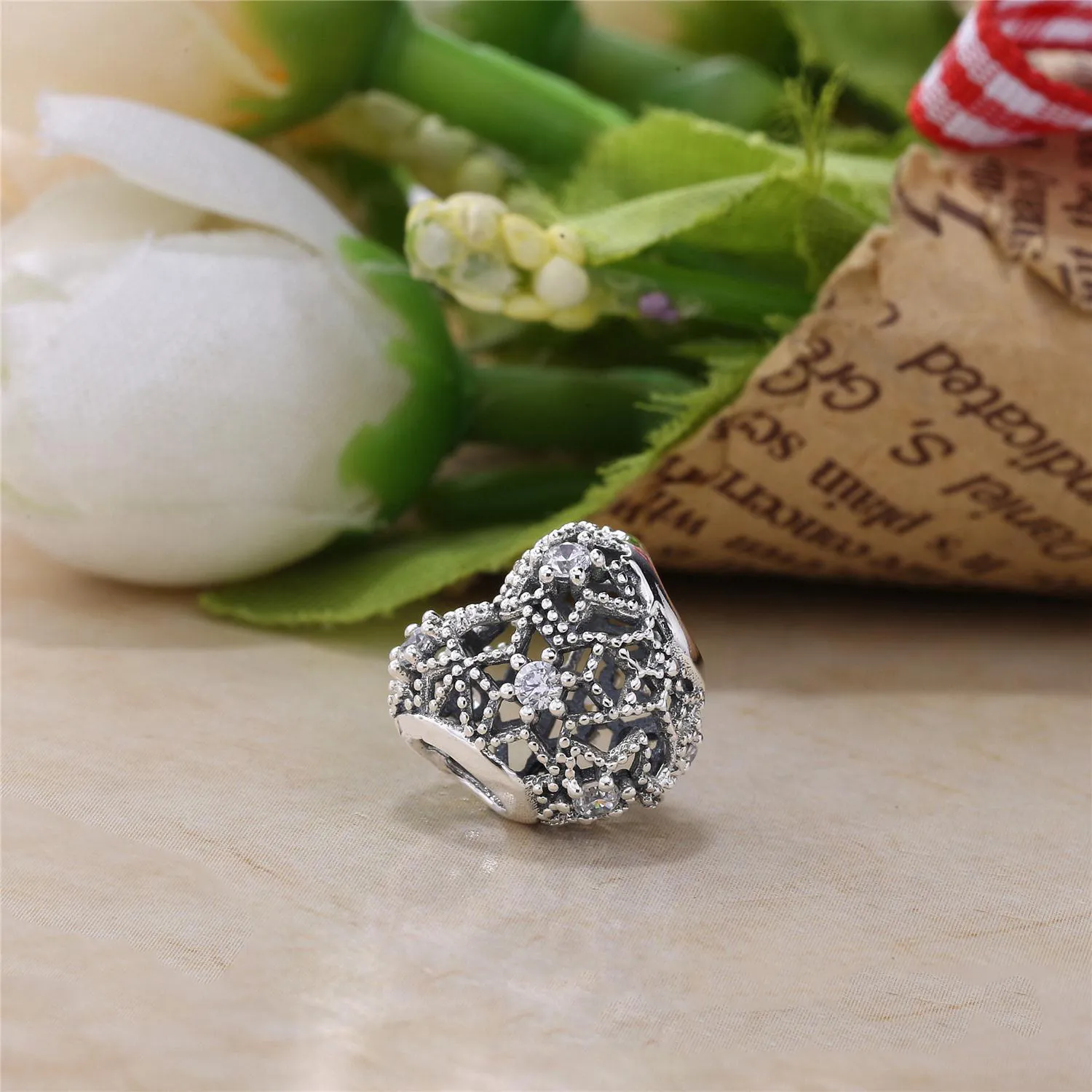 PANDORA Blooming Heart Clear CZ Charm - 796264CZ