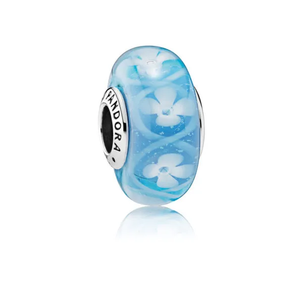 PANDORA Blue Bloom Murano Glass Charm Bead - 791666