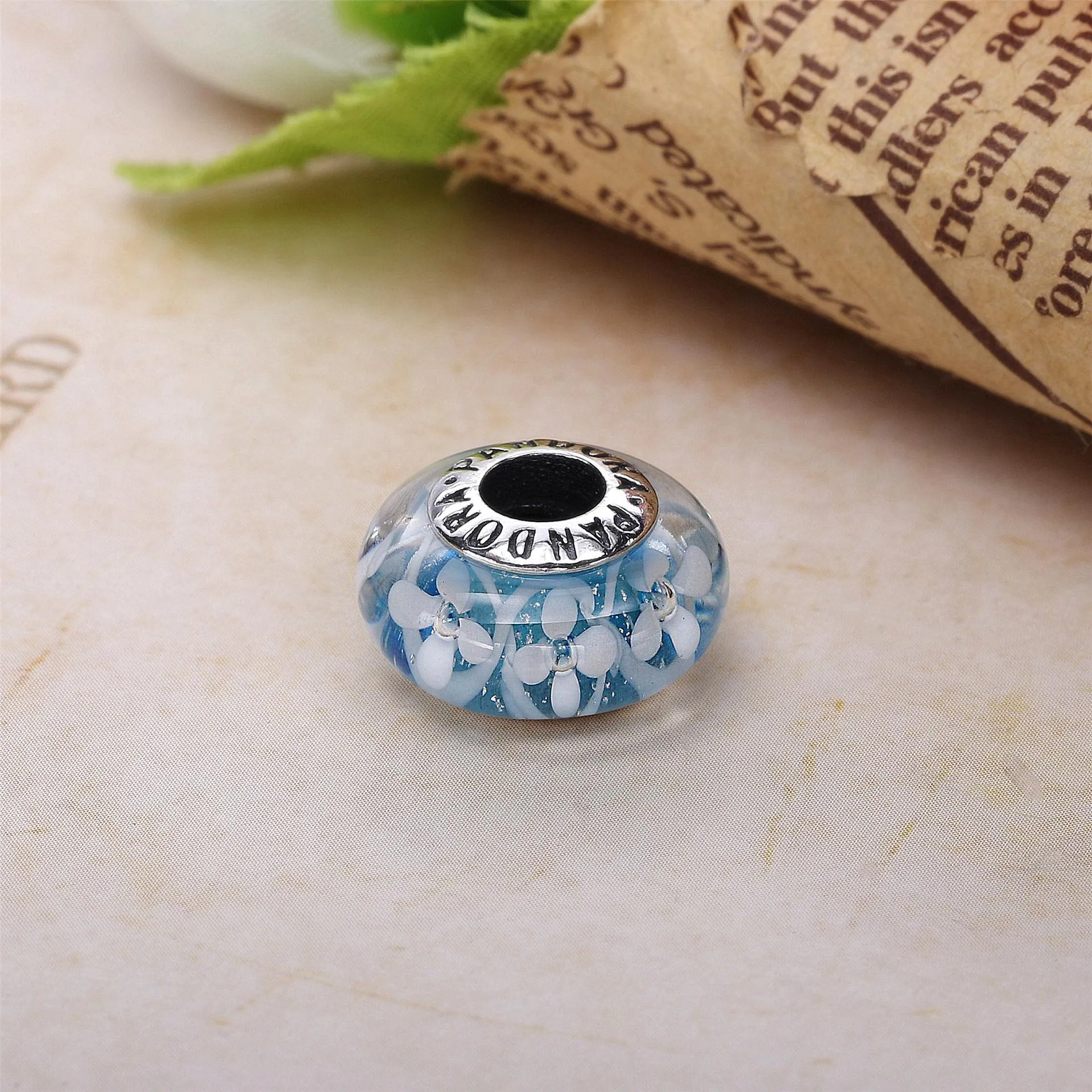 PANDORA Blue Bloom Murano Glass Charm Bead - 791666