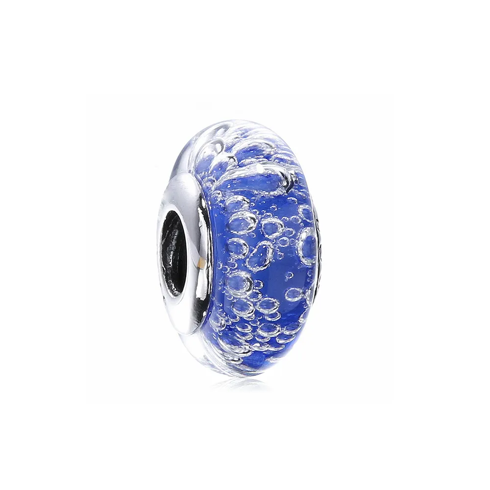 pandora blue effervescence charm murano glass clear cz pl000591