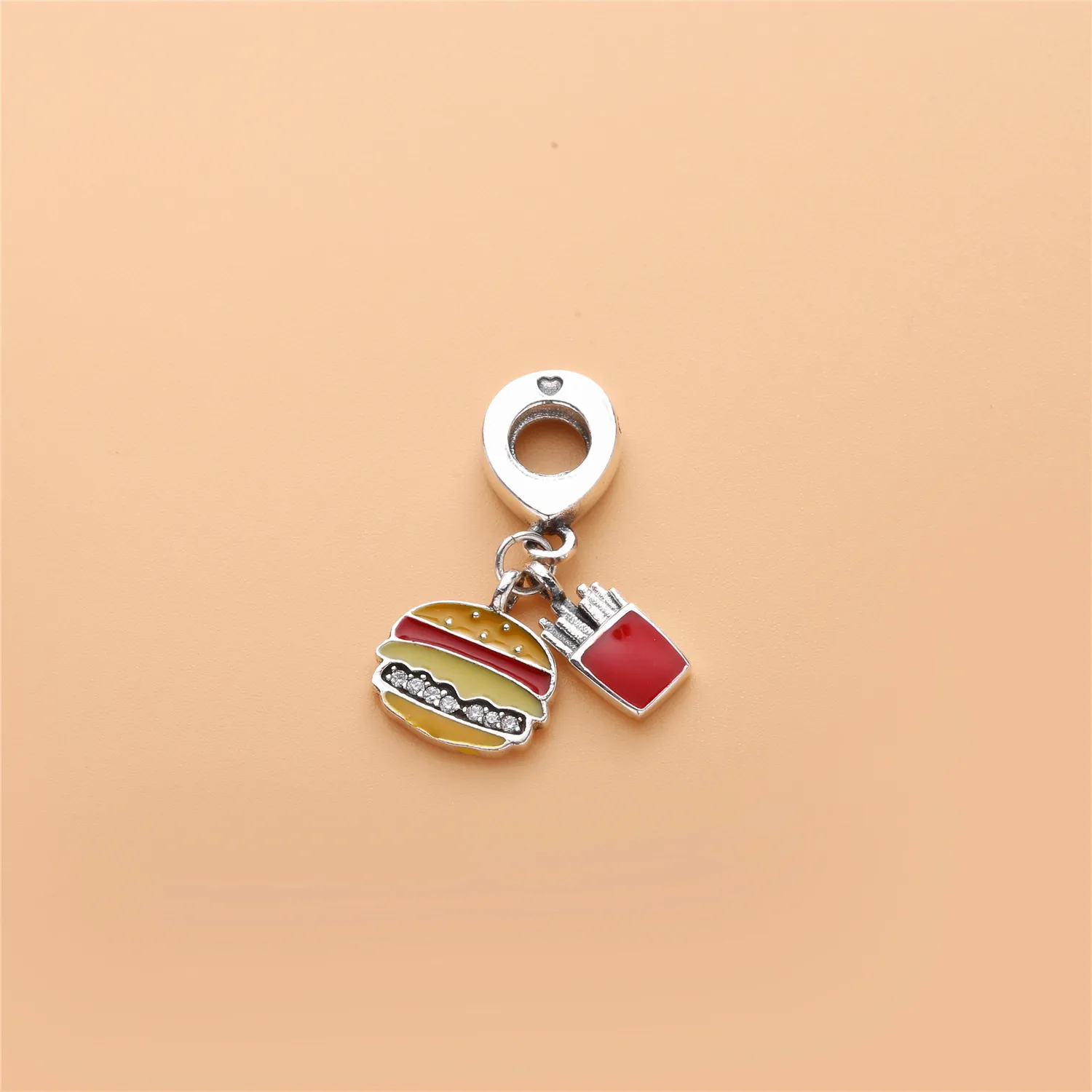 PANDORA Burger & Fries Dangle Charm, Red, Golden & Yellow Enamel - 797211ENMX