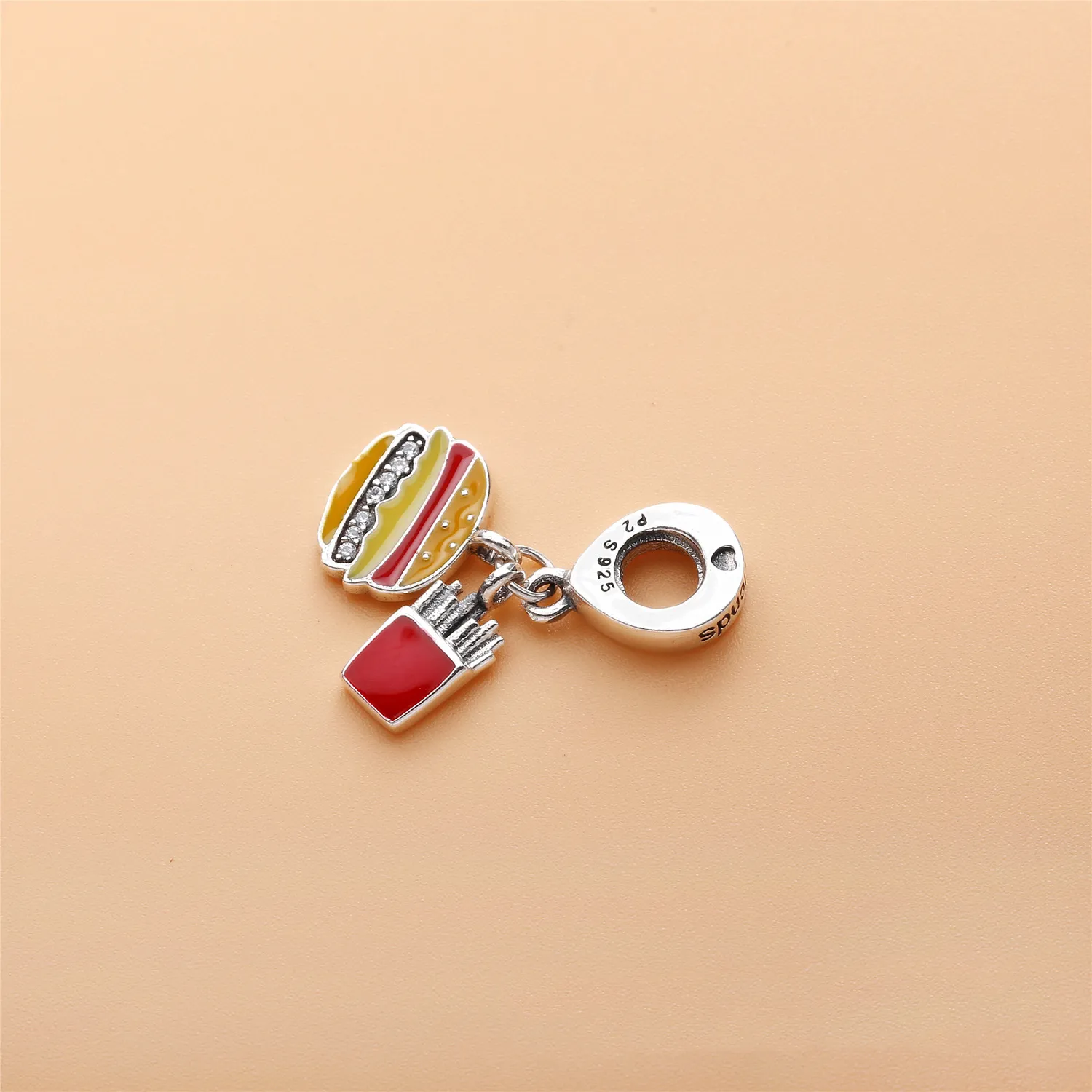 PANDORA Burger & Fries Dangle Charm, Red, Golden & Yellow Enamel - 797211ENMX