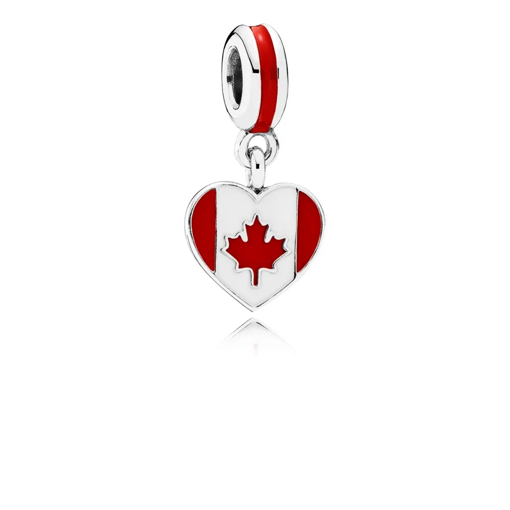 pandora canada heart flag dangle charm red white enamel 791954enmx