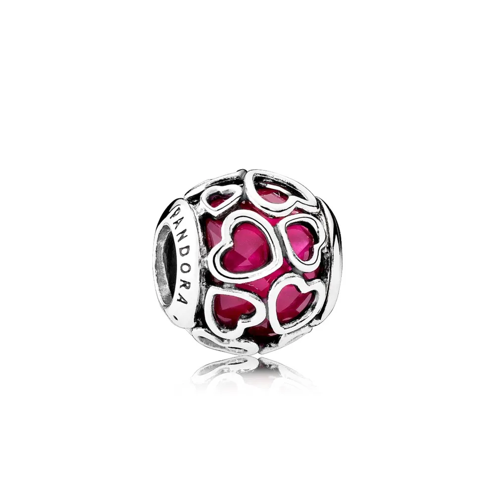 PANDORA Cerise Encased in Love Charm, Cerise Crystal - 792036NCC