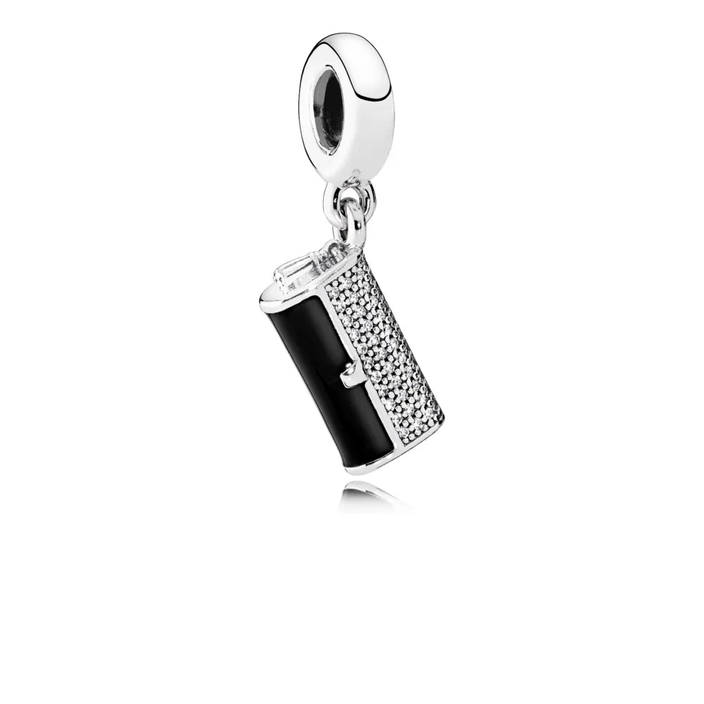 PANDORA Clutch Bag, Black Enamel Clear CZ Dangle Charm - 792155CZ