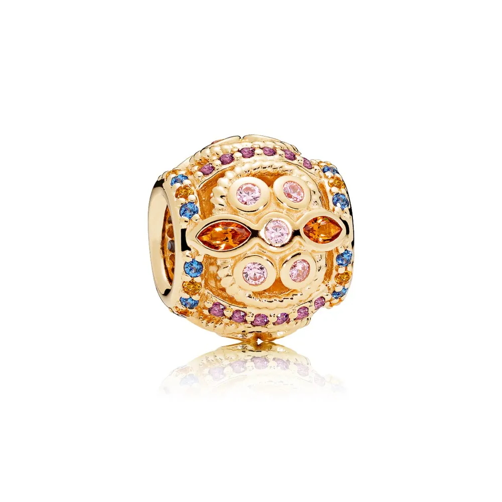 pandora color fresco charm 14k gold multicolored crystals pink cz 756225pczmx