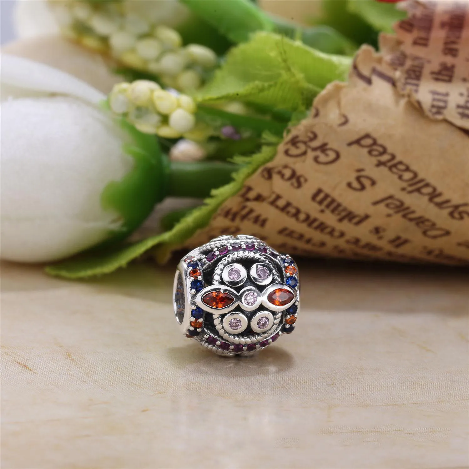 PANDORA Color Fresco Charm, Multi-Colored Crystals & Pink CZ - 756225PCZMXB